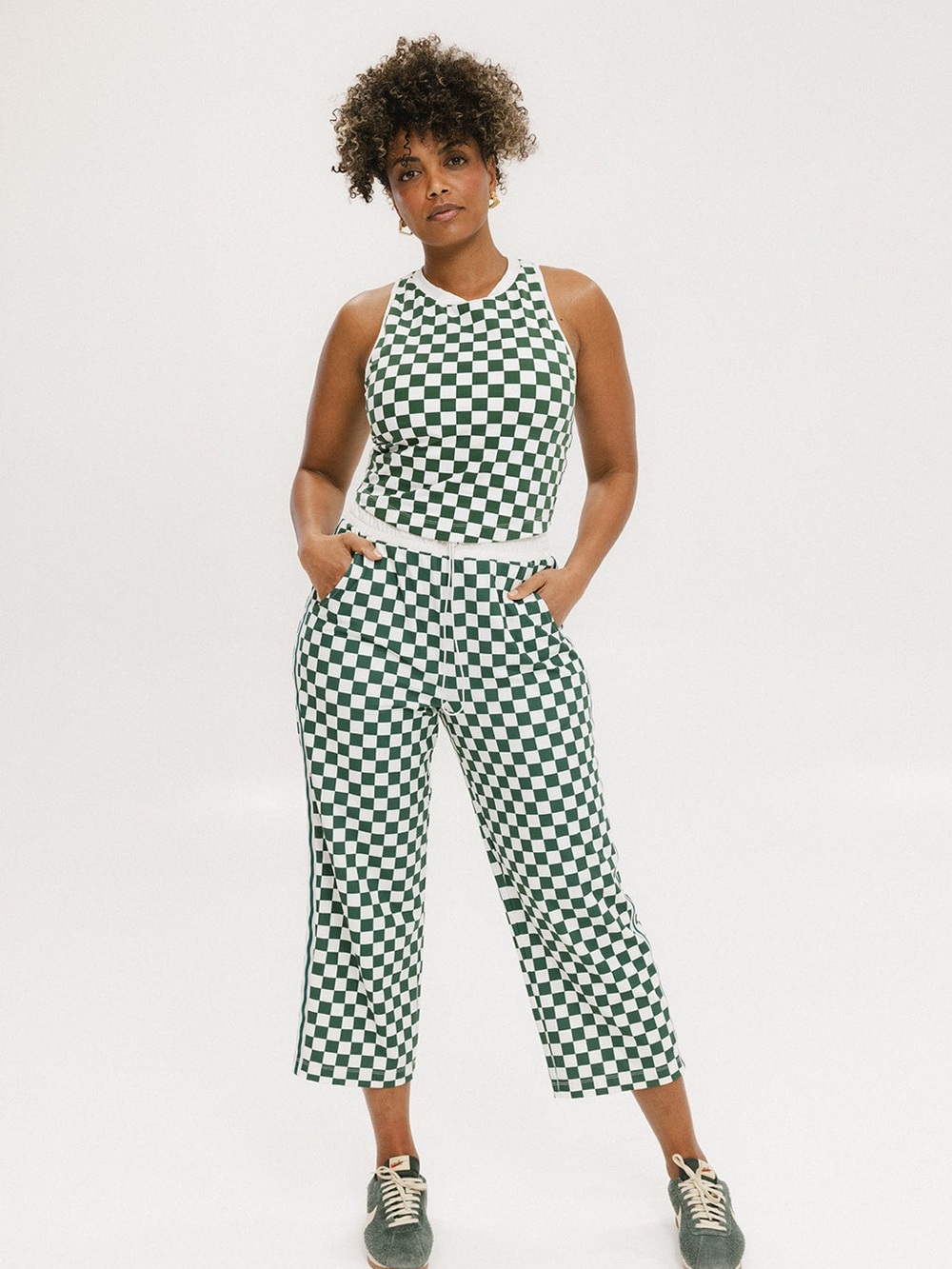 Fore All Checkerboard Cropped - Green/White  | Size M